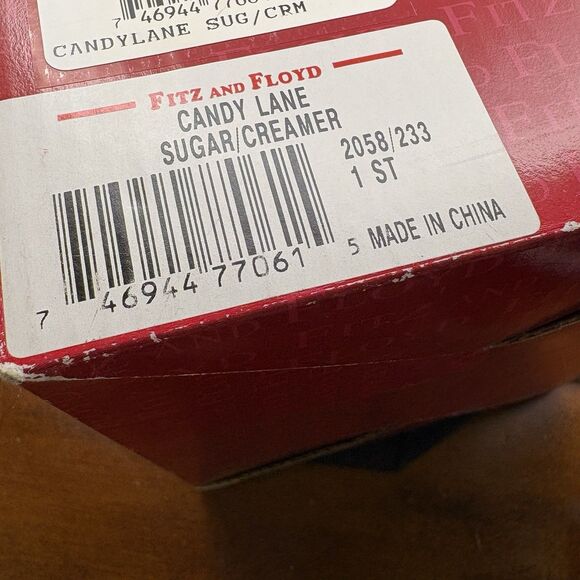 FITZ AND FLOYD Candy Lane Sugar And Creamer Set, NEW IN BOX Retired Pattern - Picture 9 of 9